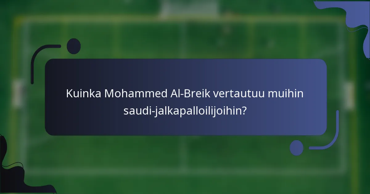 Kuinka Mohammed Al-Breik vertautuu muihin saudi-jalkapalloilijoihin?