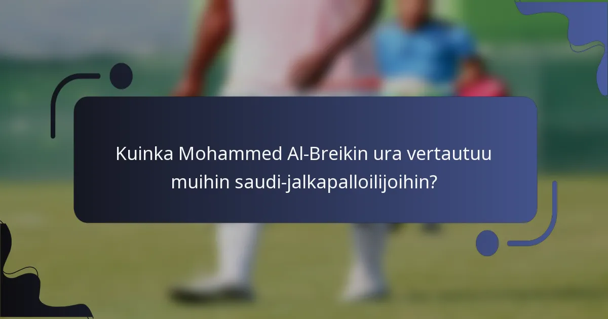 Kuinka Mohammed Al-Breikin ura vertautuu muihin saudi-jalkapalloilijoihin?