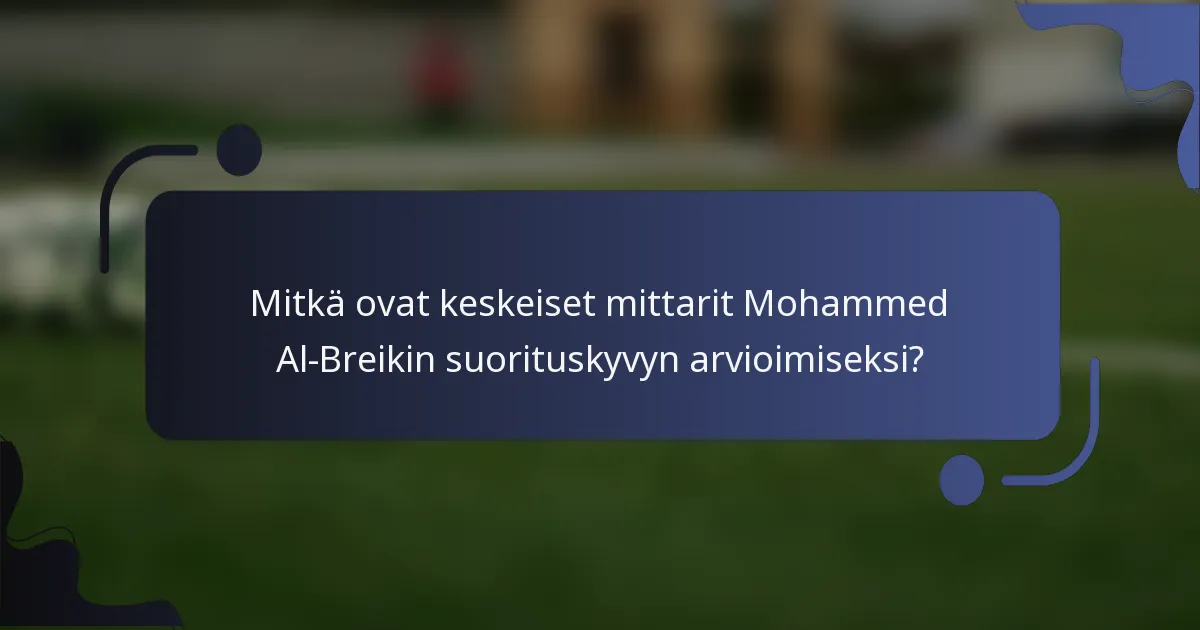 Mitkä ovat keskeiset mittarit Mohammed Al-Breikin suorituskyvyn arvioimiseksi?